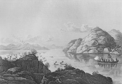 Franklins Expedition jagt am Marten Lake, 1820 von Edward Francis Finden